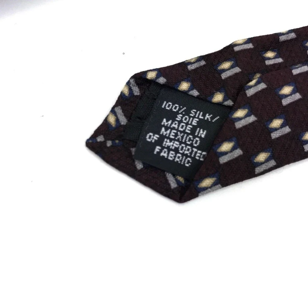 Graham & Lockwood Tie Maroon Blue 100% Silk Necktie 👔 Made In Mexico 58